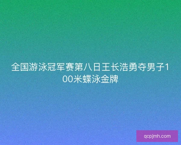 全国游泳冠军赛第八日王长浩勇夺男子100米蝶泳金牌