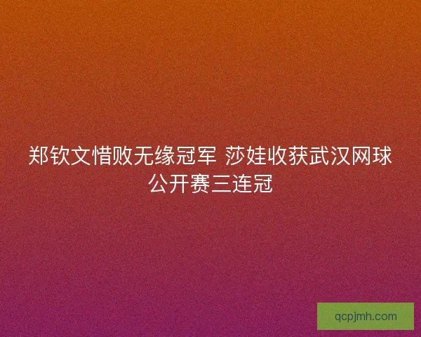 郑钦文惜败无缘冠军 莎娃收获武汉网球公开赛三连冠