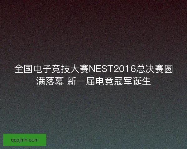 全国电子竞技大赛NEST2016总决赛圆满落幕 新一届电竞冠军诞生